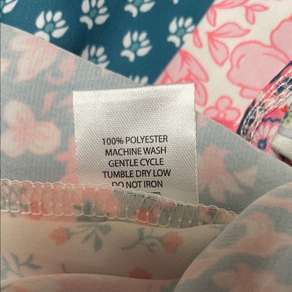 Simply Southern Patchwork Pajama Set - Pink & Teal - Ruffle Shorts w/ Pockets - Picture 9 of 10